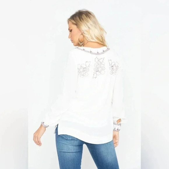 Idyllwind by Miranda Lambert | White Boho Western Homegrown Lace Up Top Size XS - Picture 5 of 7